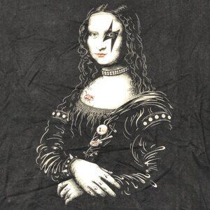 Threadless Mona Lisa as Punk Rocker Kiss Mens Shirt XL